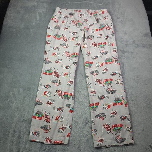 Old Navy Womens Christmas Cat Lounge Pants Medium Elastic Waist Flannel - Picture 4 of 6